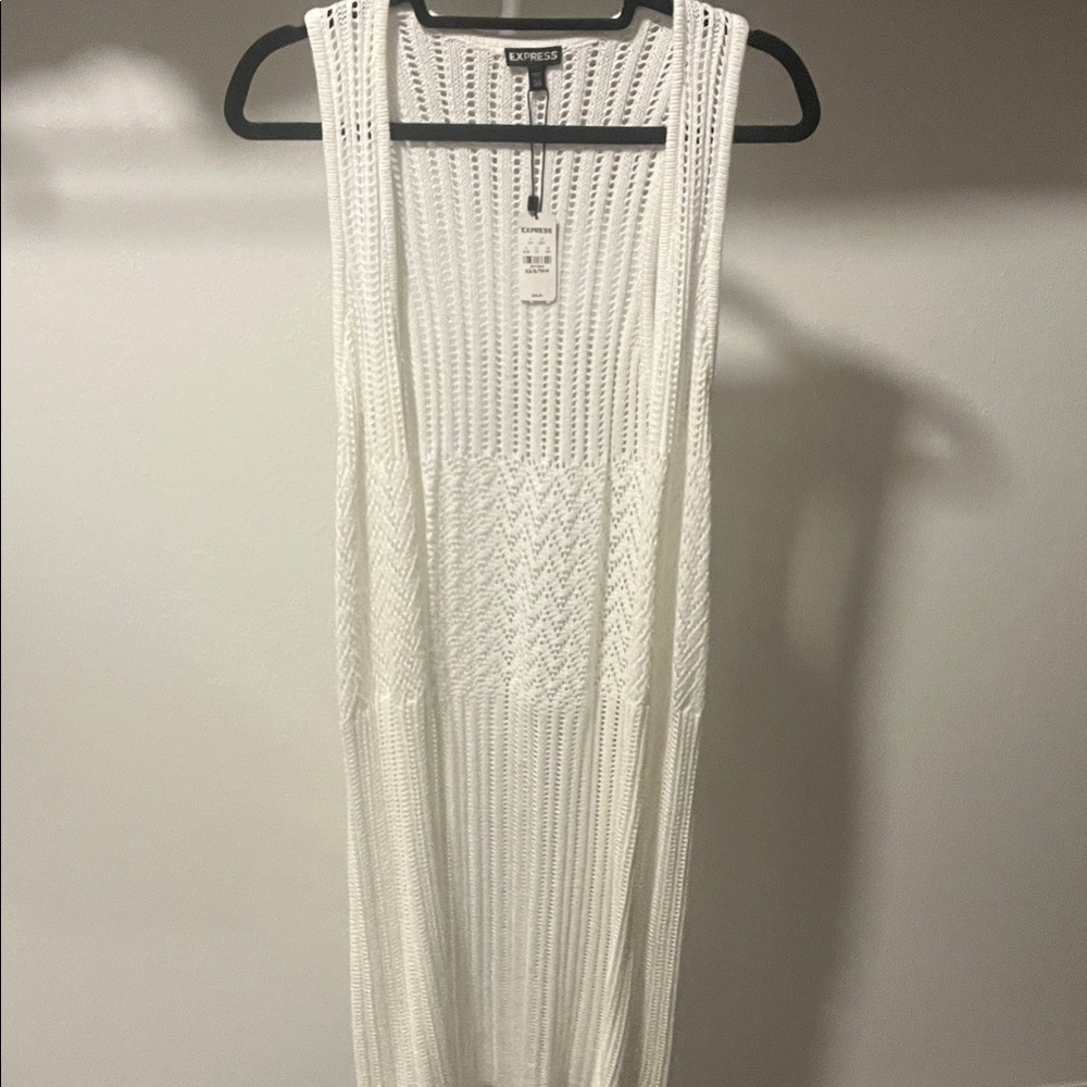 Express Ivory Sleeveless Cardigan